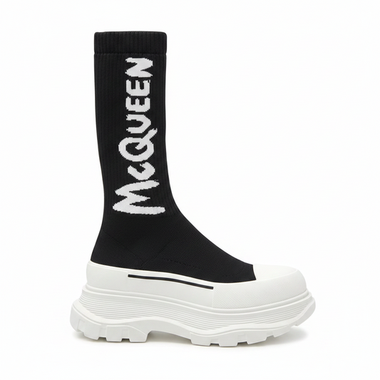 Alexander McQueen Tread Slick Boot "Ribbed Black-White"