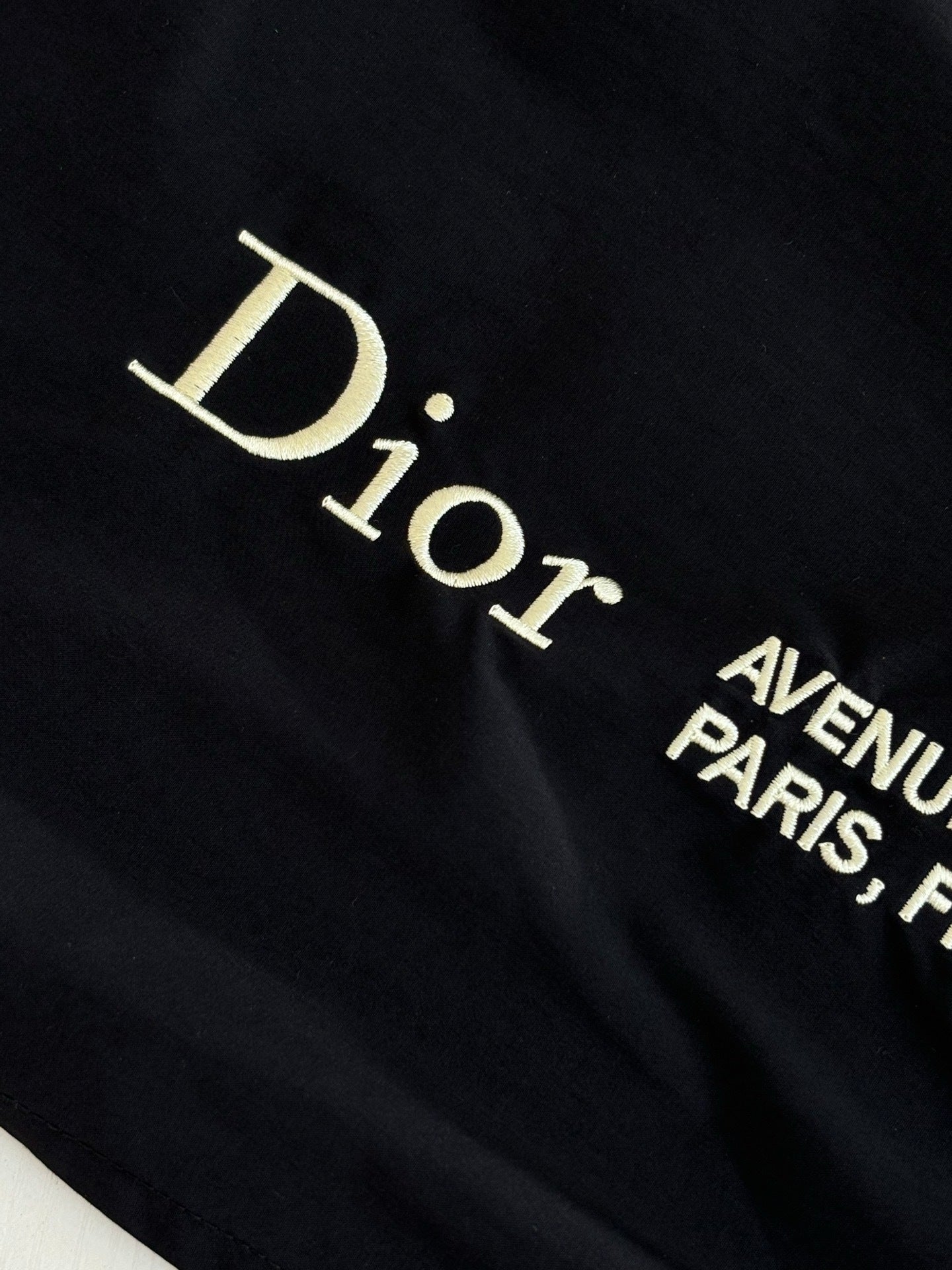 Dior Zipped Shirt with Dior Montaigne Embroidery "Black Technical Fabric"
