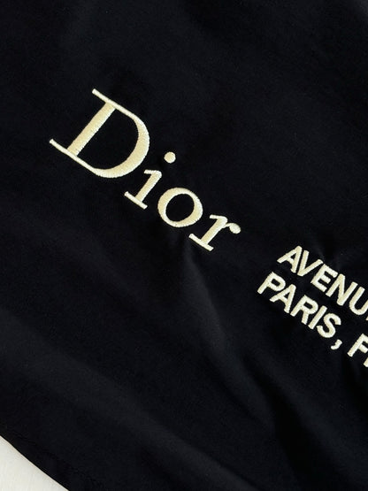 Dior Zipped Shirt with Dior Montaigne Embroidery "Black Technical Fabric"