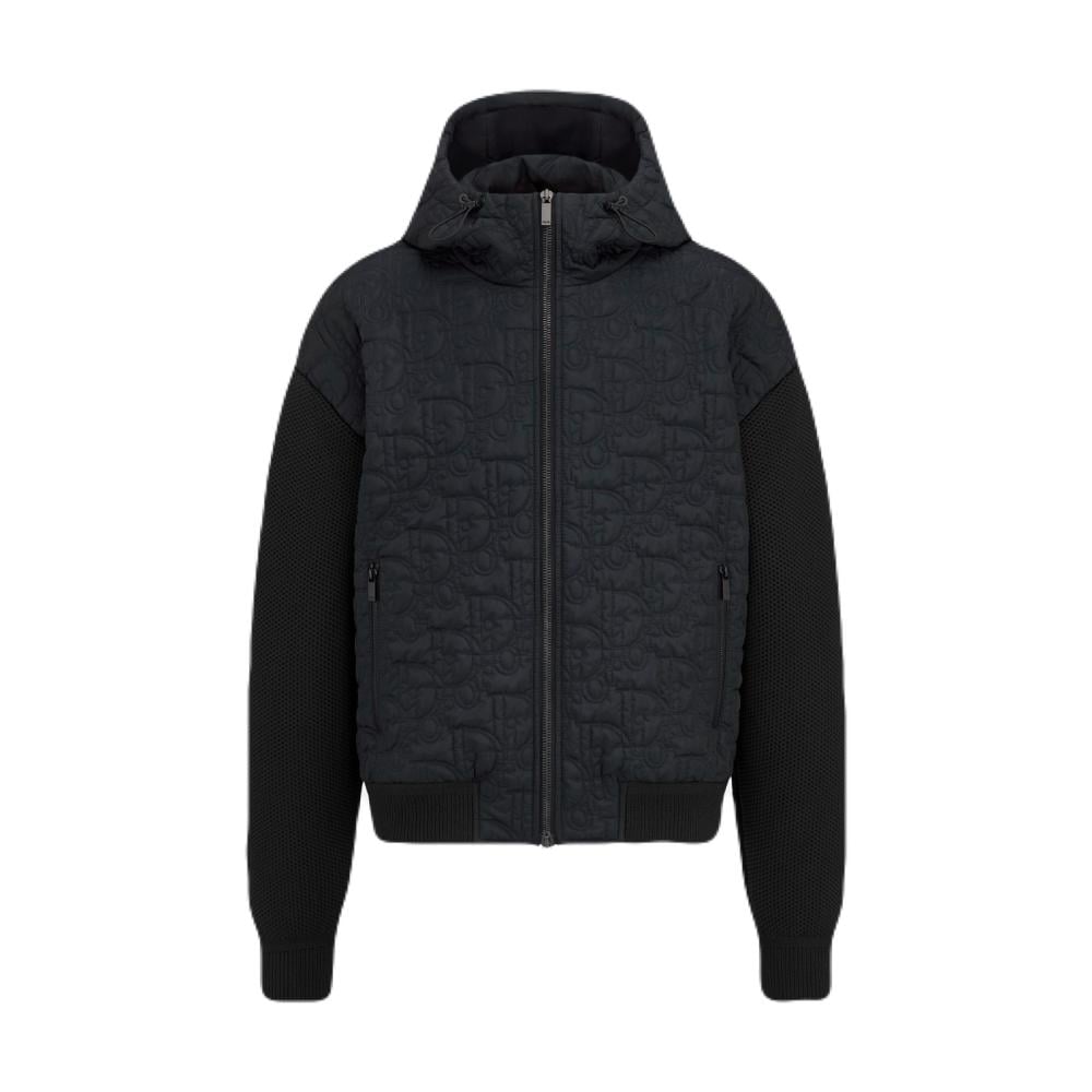 Dior Oblique Hooded Blouson Jacket "Black Cotton Blend Knit"