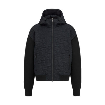 Dior Oblique Hooded Blouson Jacket "Black Cotton Blend Knit"
