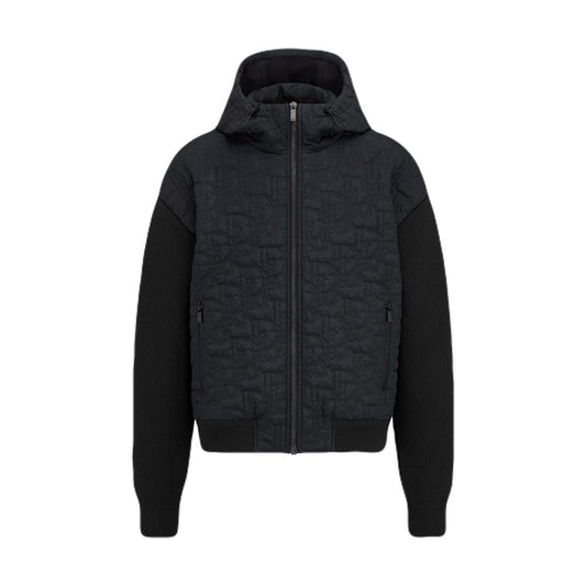 Dior Oblique Hooded Blouson Jacket "Black Cotton Blend Knit"