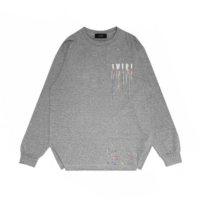 Amiri Paint Drip Core Logo Print Sweatshirt "Grey-White"