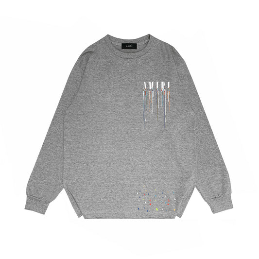 Amiri Paint Drip Core Logo Print Sweatshirt "Grey-White"