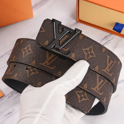 Louis Vuitton Initiales Leather Belt "Brown-Black"