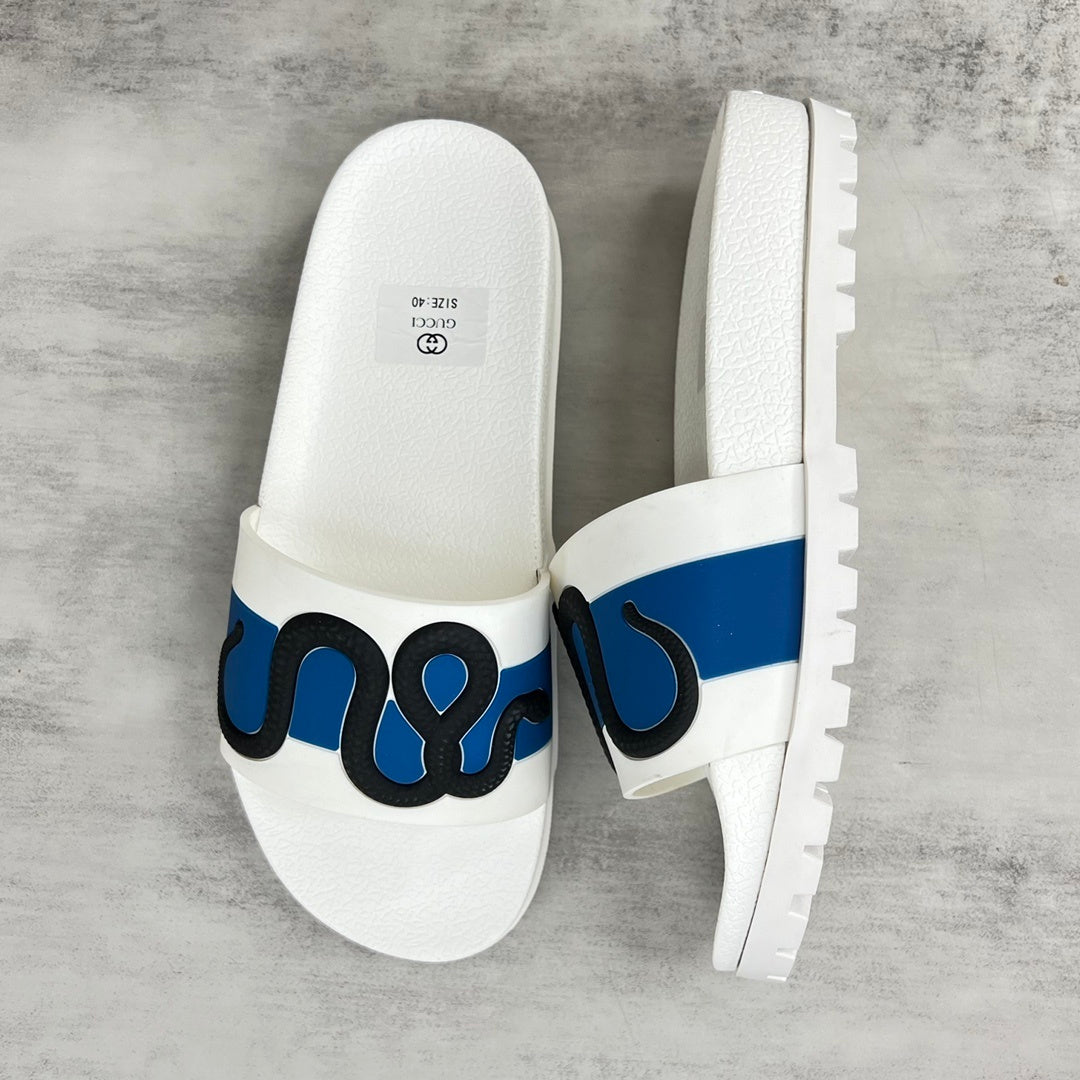 Gucci Snake Slides "White-Blue-Black"