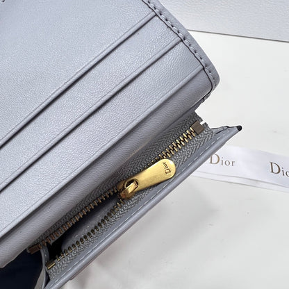 Dior Saddle Lotus Wallet Gray Dior Oblique Jacquard