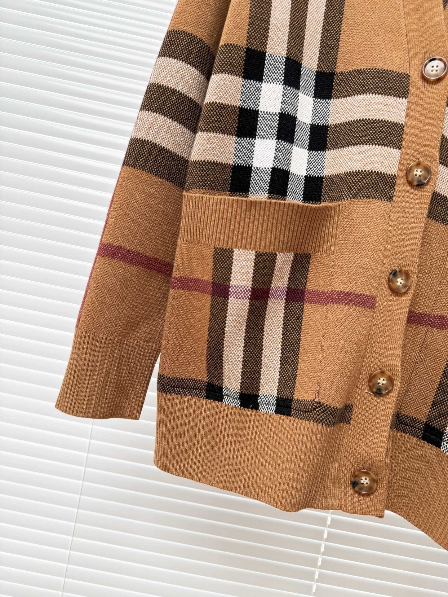 Burberry Check Wool Cashmere Cardigan "Birch Brown"