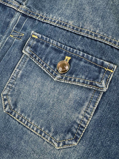 Louis Vuitton Denim Jacket With Leather Signature Details