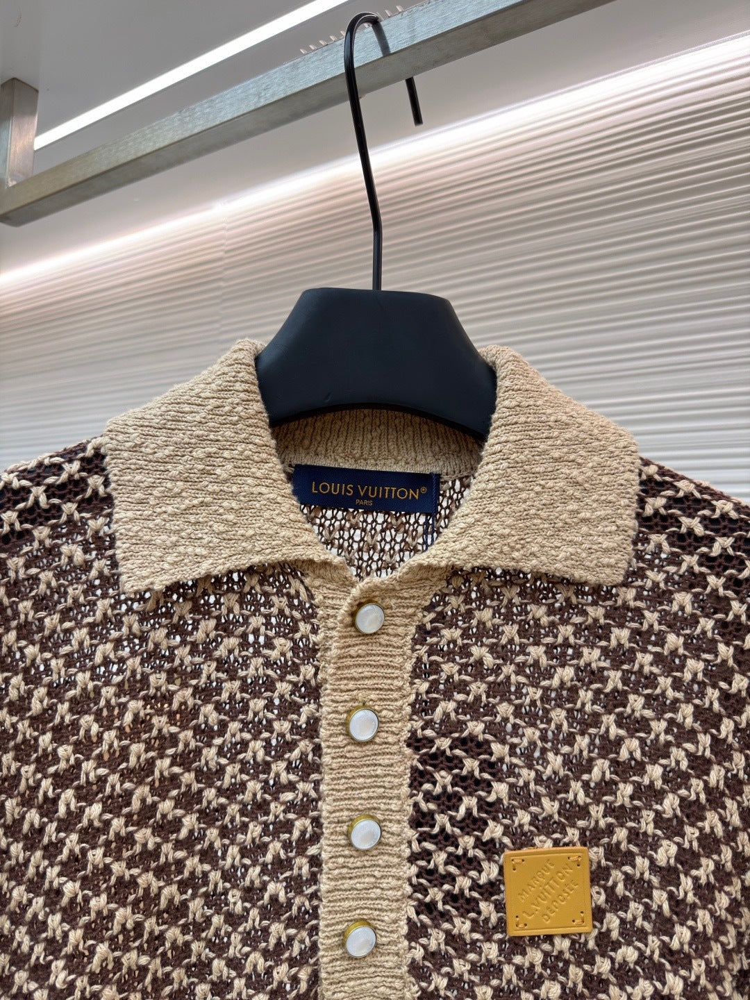 Louis Vuitton Short-Sleeved Knitted Mesh Polo "Camel"