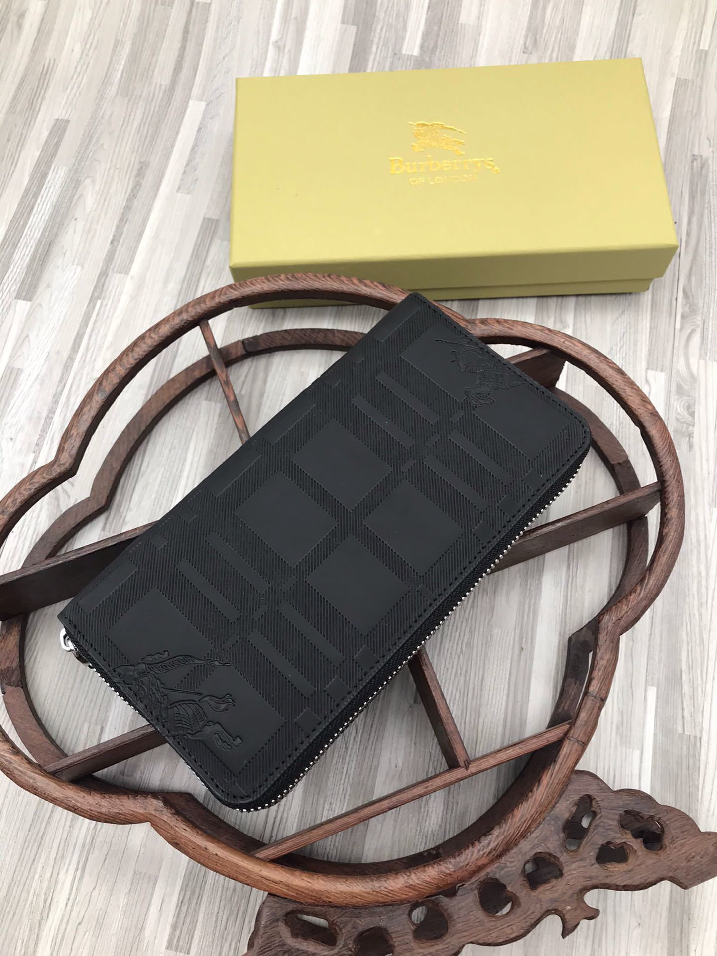 Burberry Long Equestrian Knight Leather Wallet
