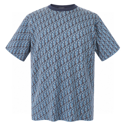 Dior Oblique T-Shirt "Blue Cotton Jacqard"