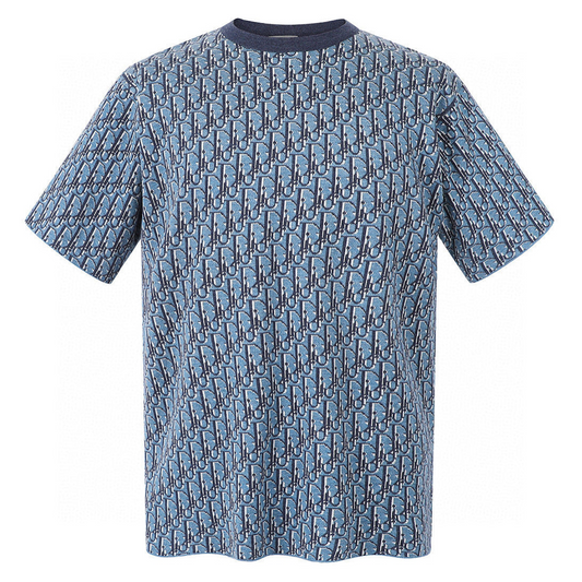 Dior Oblique T-Shirt "Blue Cotton Jacqard"