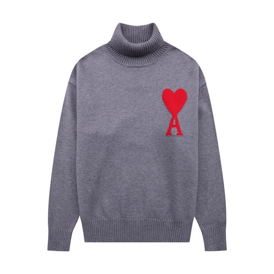 AMI Paris Ami De Coeur Turtleneck Sweater "Grey"