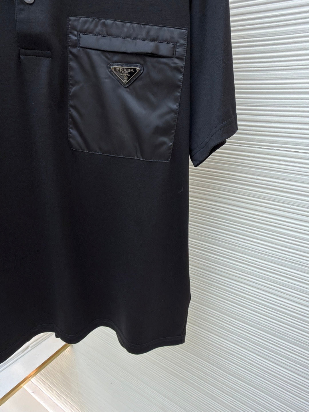 Prada Polo T-Shirt with Re-Nylon Details "Black"