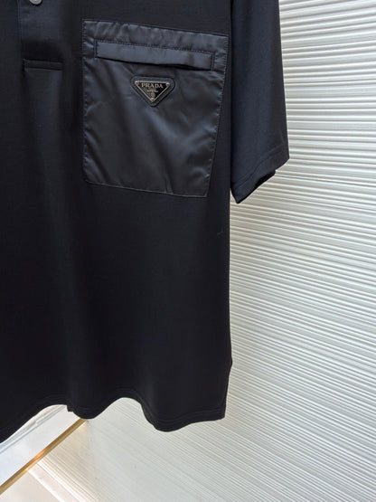 Prada Polo T-Shirt with Re-Nylon Details "Black"