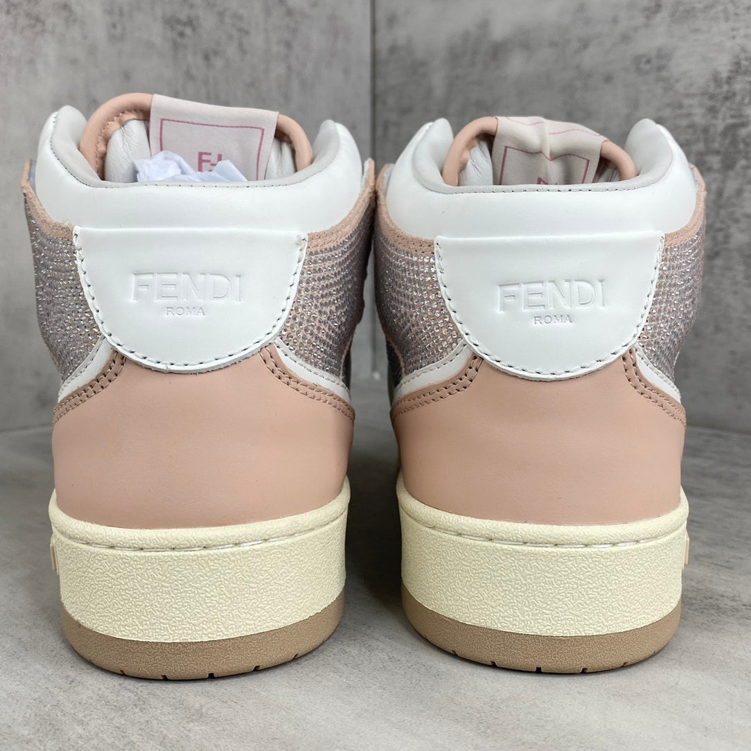 Fendi Match High-Top "White-Pink" Crystals