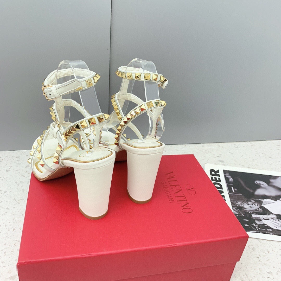 Valentino Rockstud Ankle Strap Sandal 90 mm "White"