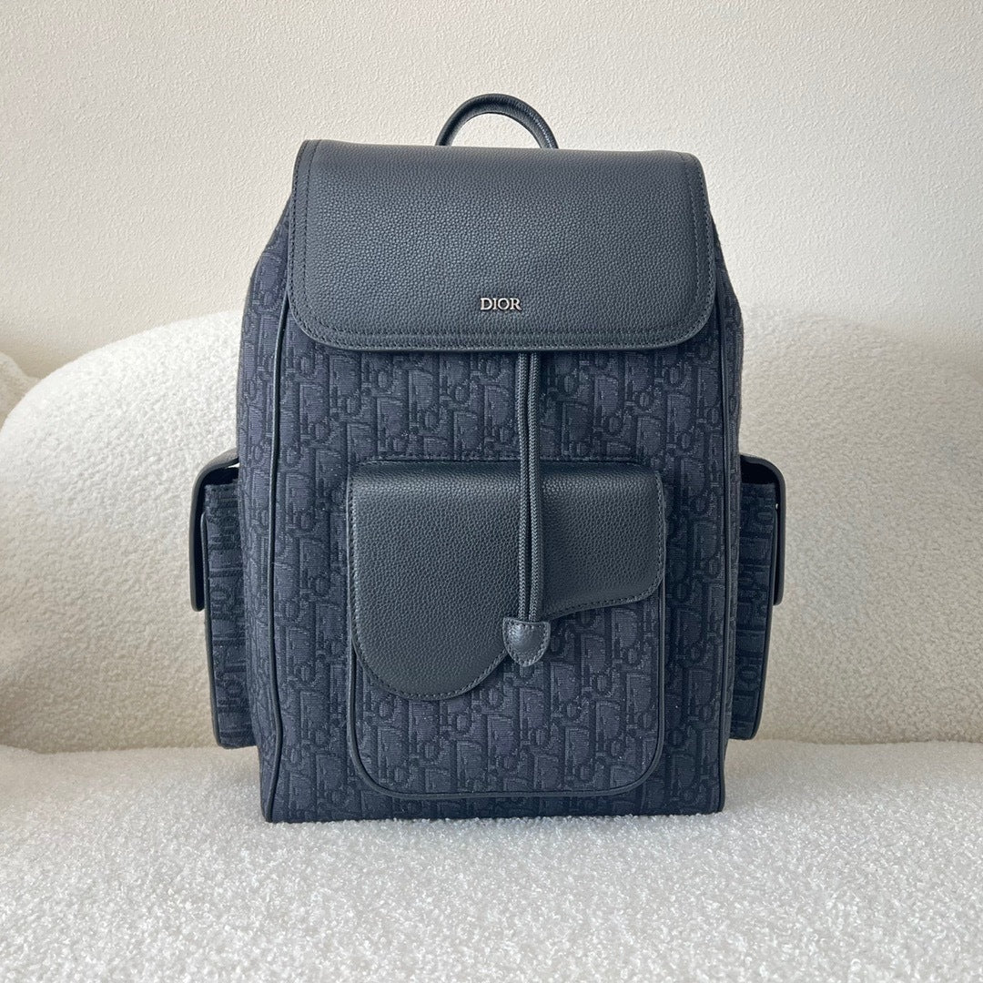 Dior Oblique Jacquard Saddle Backpack with Flap