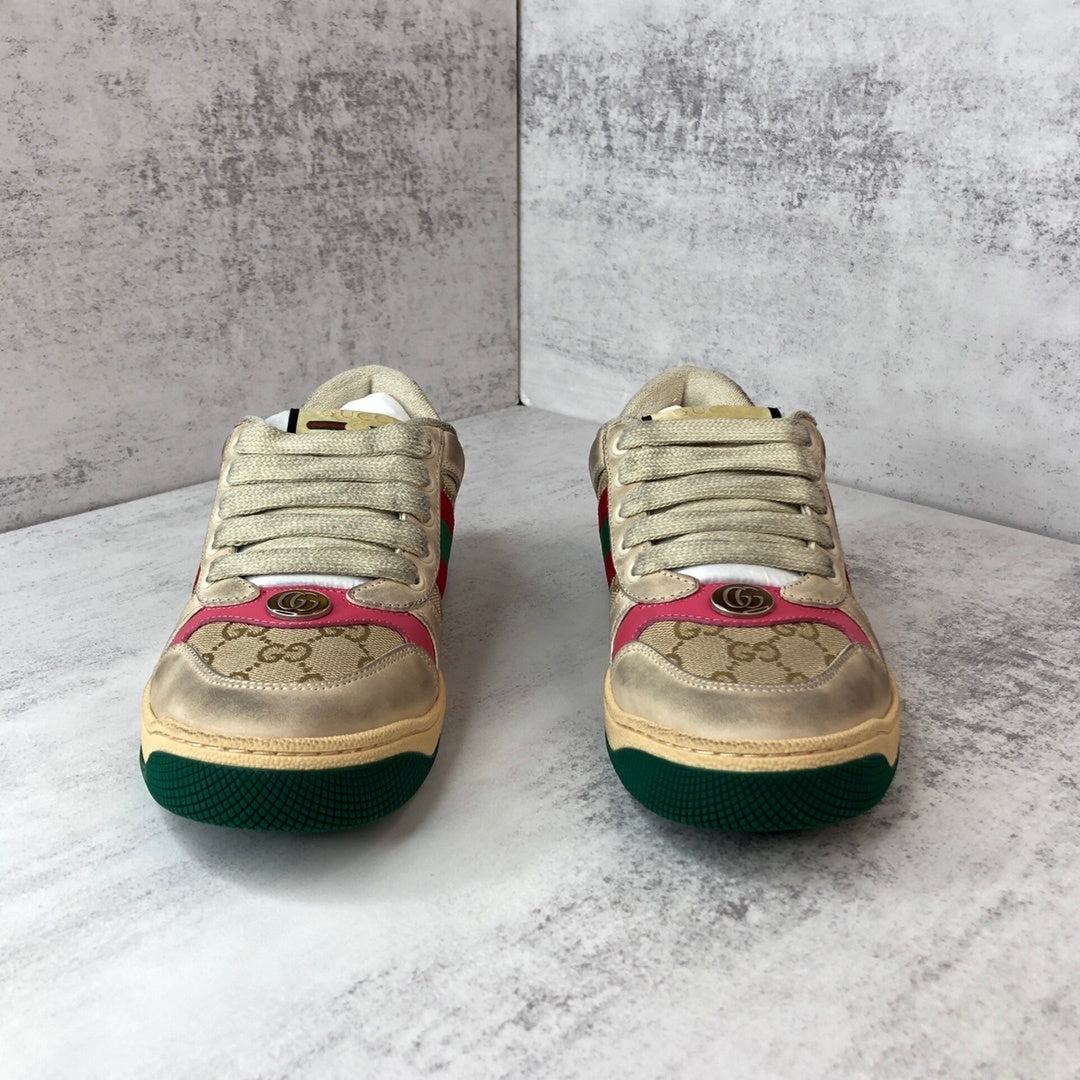 Gucci Screener "Distressed Beige-Pink-Green"