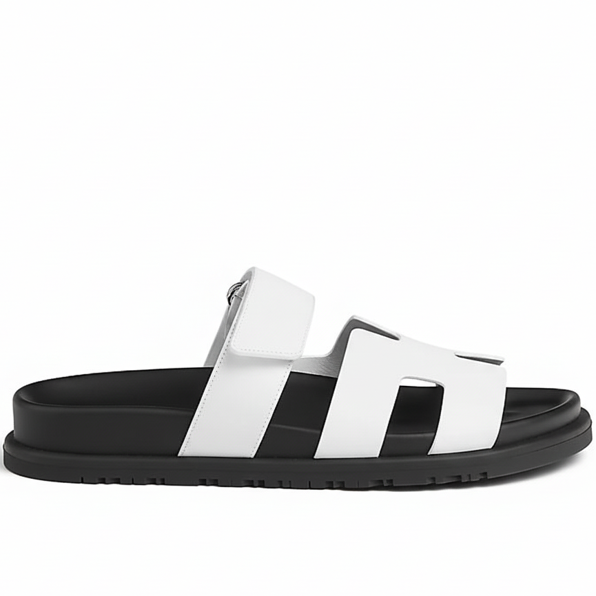 Hermes Chypre Sandals "White-Black"