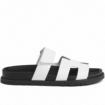 Hermes Chypre Sandals "White-Black"