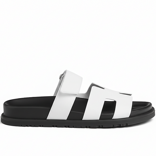 Hermes Chypre Sandals "White-Black"