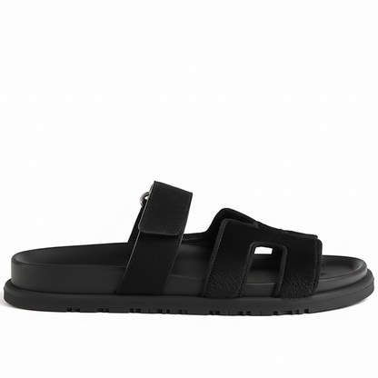 Hermes Chypre Sandals "Black Suede"