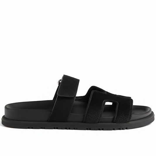 Hermes Chypre Sandals "Black Suede"