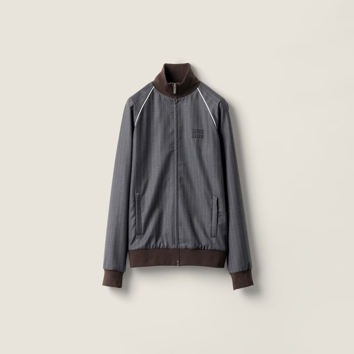 Miu Miu Pinstriped Zip-up Blouson Jacket "Grey"