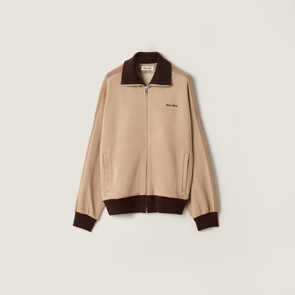 Miu Miu Jersey Zip-up Sweatshirt "Beige"