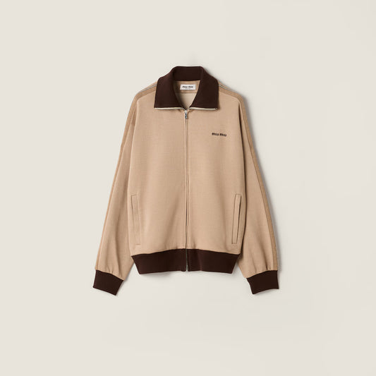 Miu Miu Jersey Zip-up Sweatshirt "Beige"