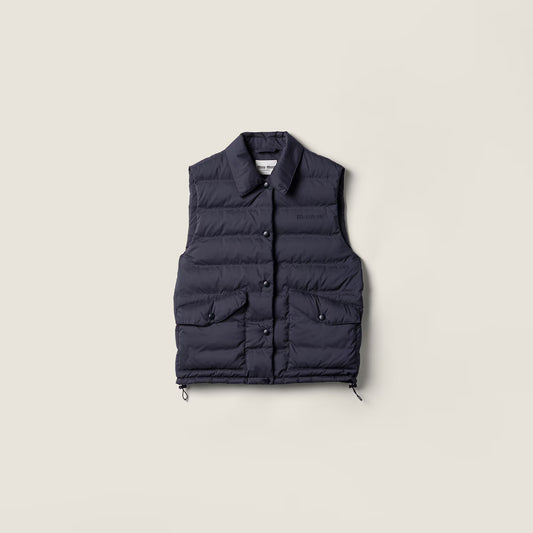 Miu Miu Technical Pongé Down Vest "Navy"