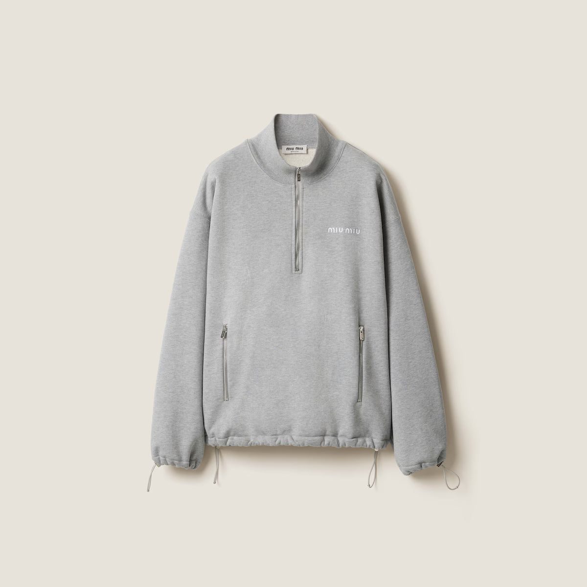 Miu Miu Cotton Fleece Zip-up Sweatshirt "Grey"