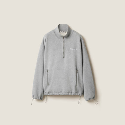 Miu Miu Cotton Fleece Zip-up Sweatshirt "Grey"