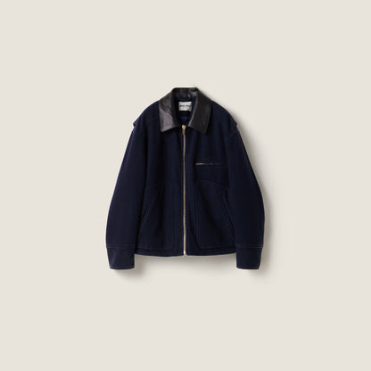 Miu Miu Washed Wool Cloth Blouson Jacket "Navy"
