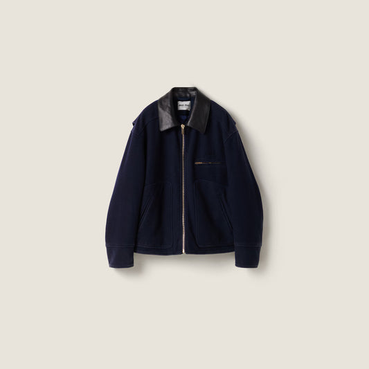 Miu Miu Washed Wool Cloth Blouson Jacket "Navy"
