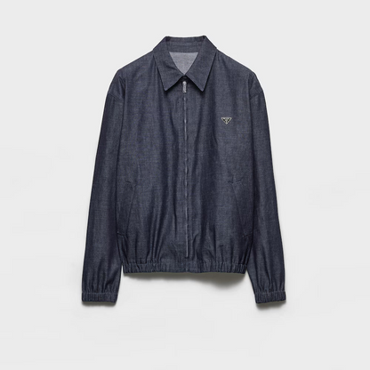Prada Chambray Denim Blouson Zipper Jacket