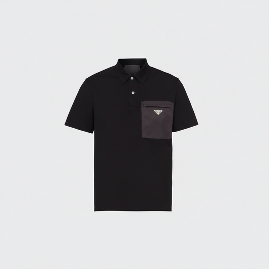 Prada Polo T-Shirt with Re-Nylon Details "Black"