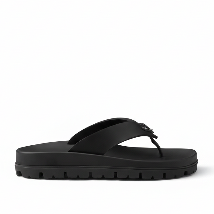 Prada Rubber Thong Sandals "Black"