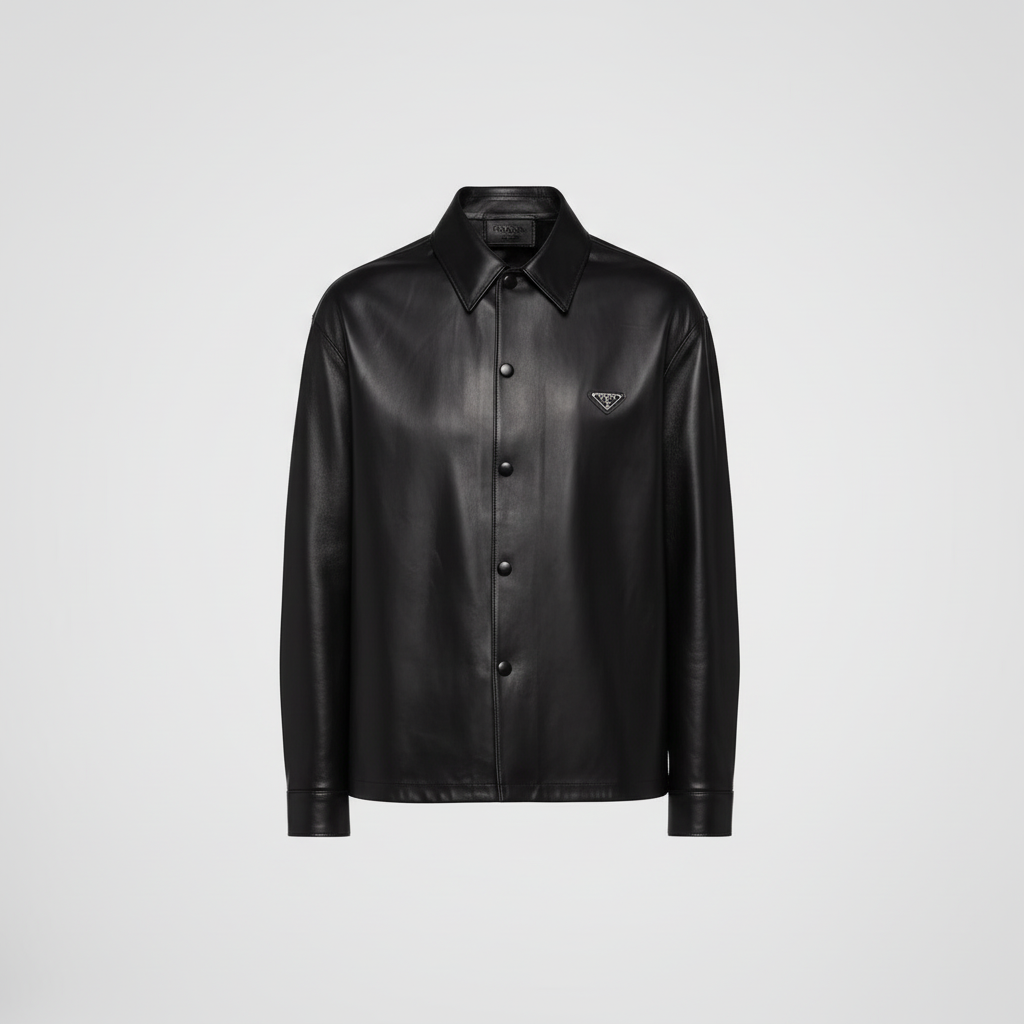 Prada Nappa Leather Shirt "Black"