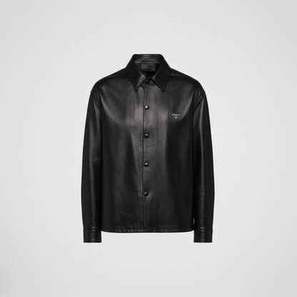 Prada Nappa Leather Shirt "Black"