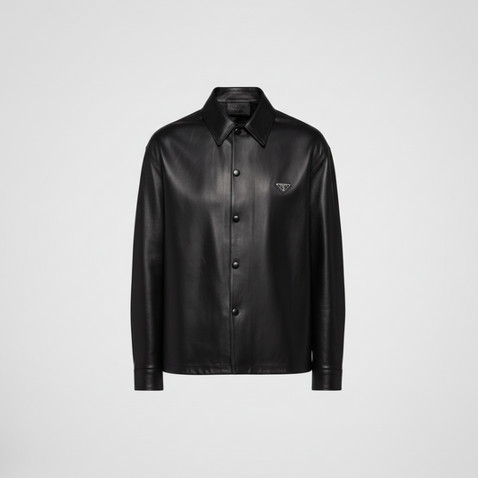 Prada Nappa Leather Shirt "Black"