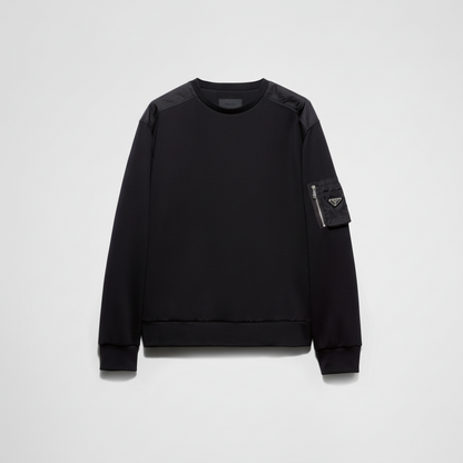 Prada Cotton Fleece and Re-Nylon Sweatshirt "Black"