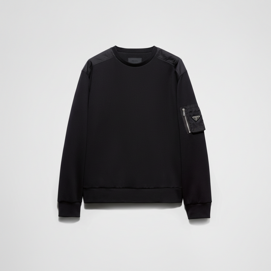 Prada Cotton Fleece and Re-Nylon Sweatshirt "Black"
