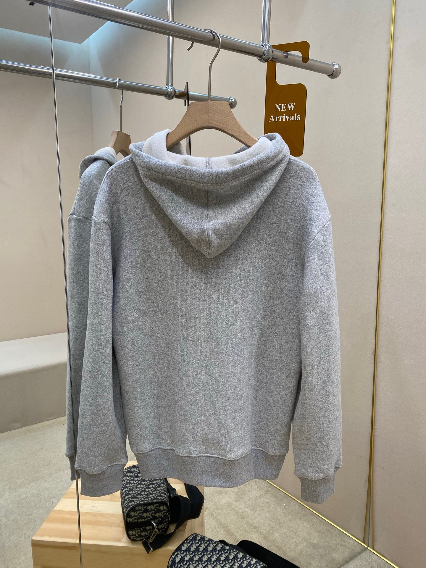 Dior Icons Hooded Sweatshirt "Gray Heathered Cashmere  and Cotton Blend Fleece"