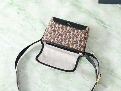 Dior Jett Mini Messenger Bag with Flap "Dior Oblique in Brown Jacquard"