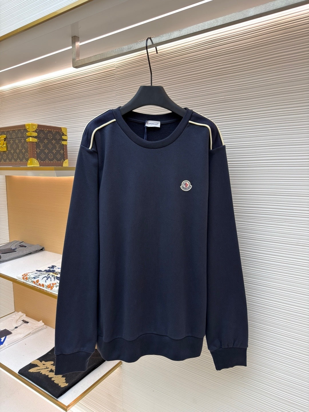 Moncler Logo Patch Cotton Sweatshirt "Navy Blue"