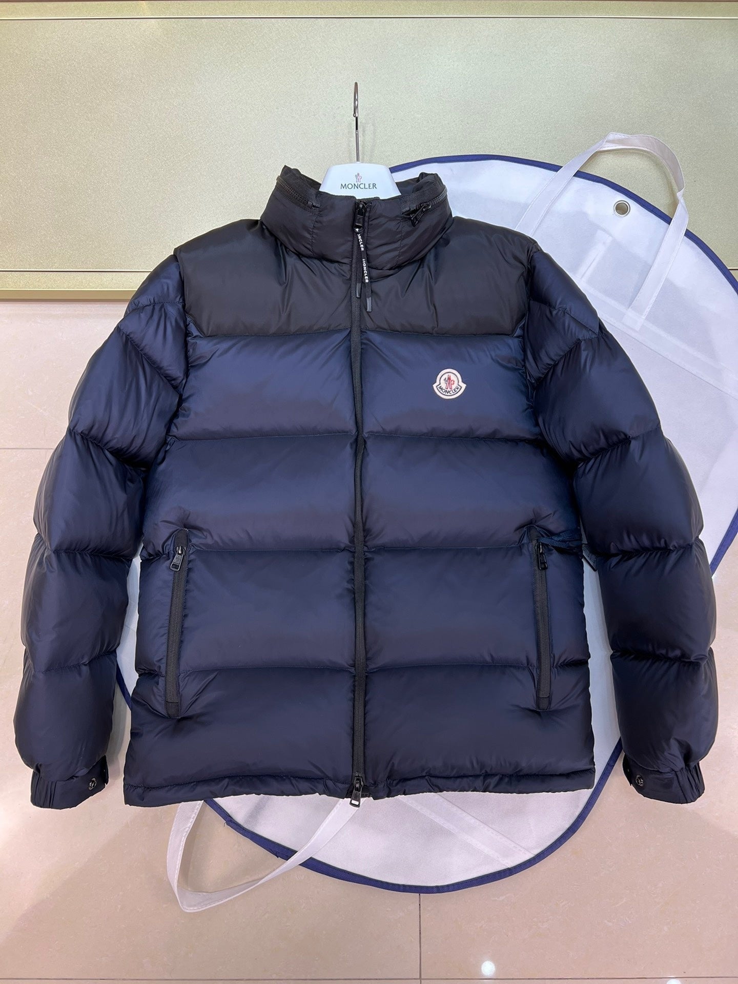 Moncler Peuplier Down Jacket "Black-Navy Blue"