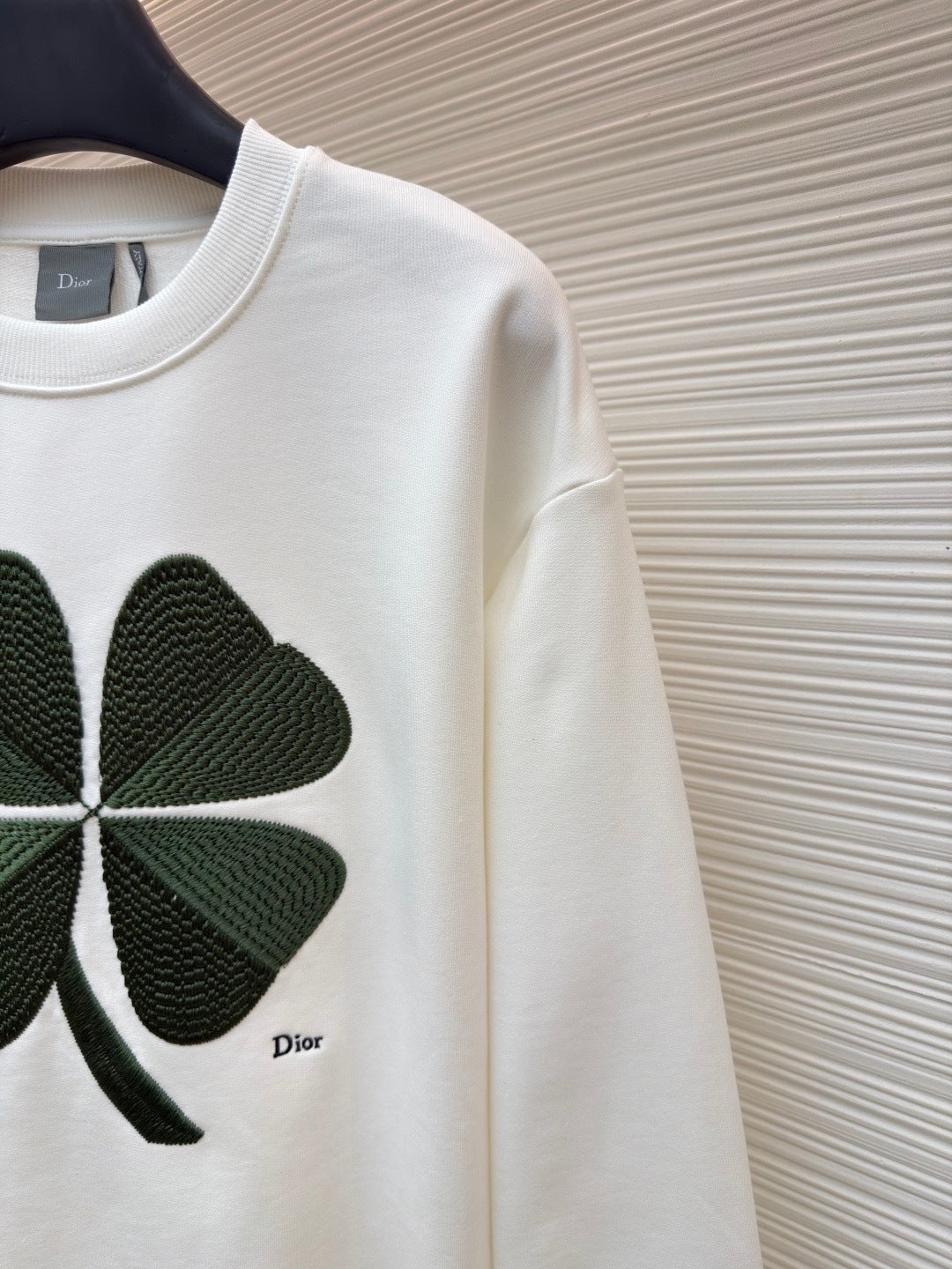 Dior Sweatshirt with Dior Clover Embroidery "White Cotton Fleece"
